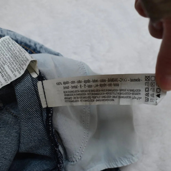 ZARA High Rise Denim Shorts Button Fly Sz 8 Elastic Waist 90s Western Grunge - Picture 11 of 16